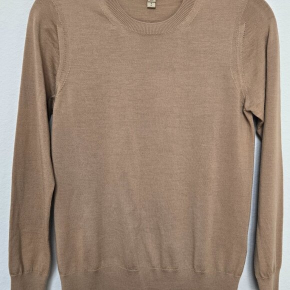 Women's Burberry Crewneck Sweater with Plaid Elbow Patches - Picture 2 of 4